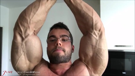 Bodybuilder Posing for Muscle Worship Session. Sorry - Totally SFW.