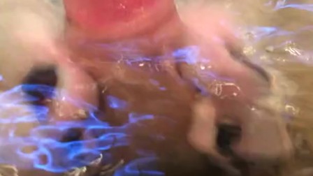 Wife gives relaxing footjob on jacuzzi