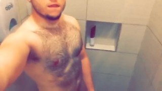 Showering my beefy hairy Latino body and playing with my big cock!