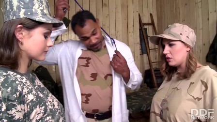 Military babes get there 1st Taste of Interracial hardcore