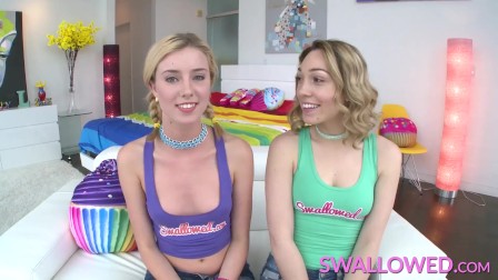 SWALLOWED Lily Labeau and Haley Reed double sloppy blowjob