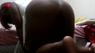 Sexy ebony as redhead jiggling thick thighs and ass