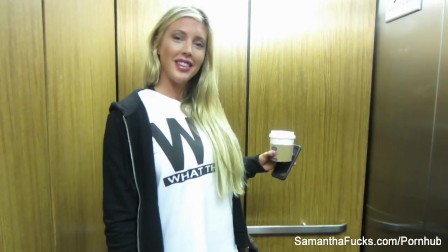 Gorgeous Samantha Saint hangs out at her hotel