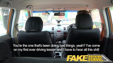 Fake Driving School Stunning blonde gets deep internal creampie on first le