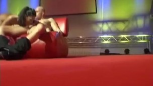 busty babe fucked on public stage