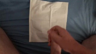 Big cock cums into tissue
