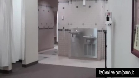 Flithy Coed Its Cleo Plays with Her Pussy in Gym Bathroom