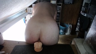 Getting My Ass Reamed out by Huge Fat Dildo