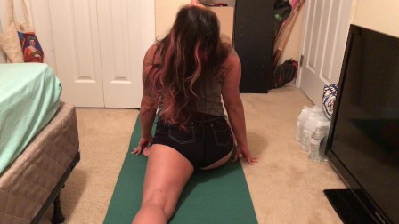 Sexy strip yoga, stretching & touching myself!