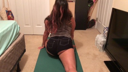 Sexy strip yoga, stretching & touching myself!