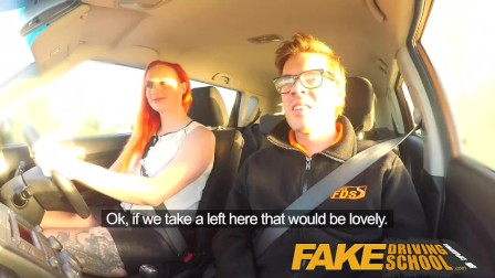 Fake Driving School Tattooed redhead craves instructors big cock and cum