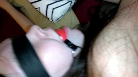 Blindfolded teen gets anal creampie