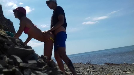 real amateur doggystyle on the beach