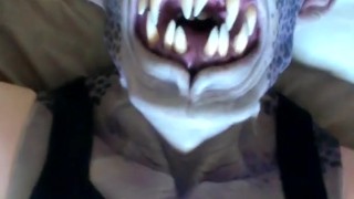 Bat monster chained / released, jerkoff & cum