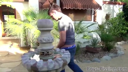 Michael Dora pulls his fat cock out and gets messy outdoors