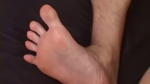 Two horny hairy hunks in a sexy cum spilling feet action