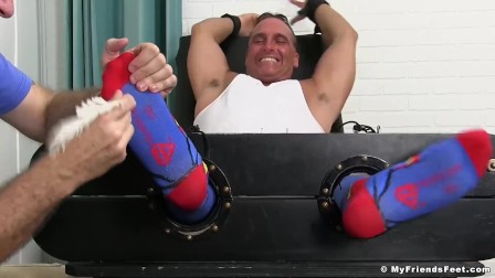 mature guy Sebastian immobilized and tickled with feathers