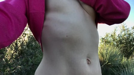 Exhibitionist freckledRED Rubs Her Big Clit Outdoors Until Moaning Orgasm