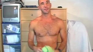Fredy, handsome straight guy with monster cock gets wanked by us!