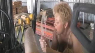 Jerking off the worker