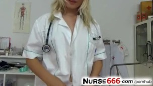 Naughty nurse Grace speculum play