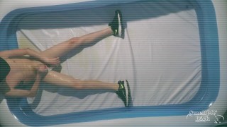 I wear my old underwear as swim trunk while taking a piss in the pool