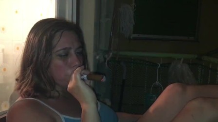 Fat cigar inhale