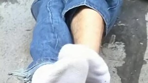 Kinky Shane keeps his undies on but teases with his feet