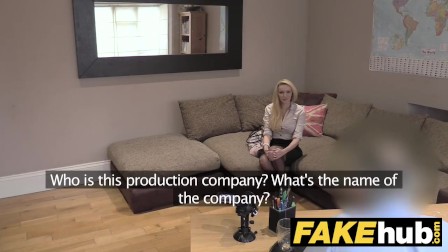 Fake Agent UK amateur big tits MILF sucks cock for cash on casting couch