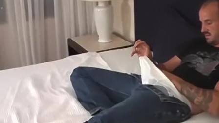 Muscular butt buddy Jay Armstrong teases with his feet