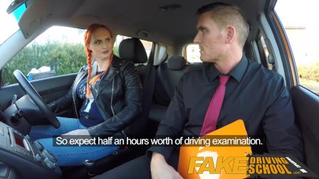 Fake Driving School Examiner sprays cum all over learners hairy pussy