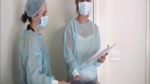 Two nurses tag-team a dick