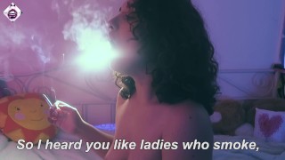 First time smoking in my own house - feeling like a bad girl - striptease