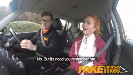 Fake Driving School Cute redhead Ella Hughes fucks and eats instructors cum