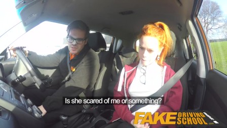 Fake Driving School Cute redhead Ella Hughes fucks and eats instructors cum
