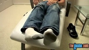 Mike Roberts plays with his feet before stroking his boner