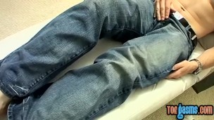 Mike Roberts plays with his feet before stroking his boner