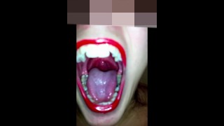 Girl Huge Mouth & Long Tongue