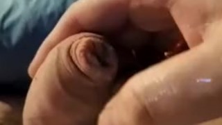 Fat boy cum on his belly
