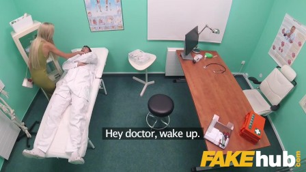 Fake Hospital Sweet blonde Russian eats docs cum after doggystyle fucking