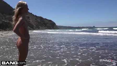 BANG Real teens - Emma Hix Beachfront strip tease