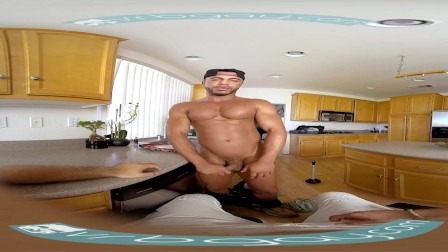 Gay VR PORN - Ebony twink Micha stroking his big ebony cock