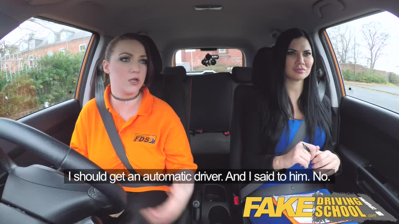 Fake Driving School Jailbird with big tits tastes examiners shaven pussy