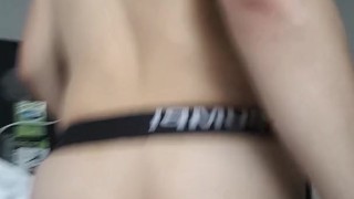 asian riding his dildo