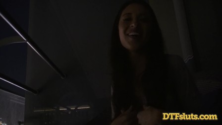 Slutty teen latina Cameron Canela Public Sex Outdoors On Balcony Big Cock