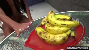 Shemale Erica Lee inserting a banana