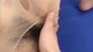 Blind Folded and Bound asian teen Gives Handjob and blowjob to Master