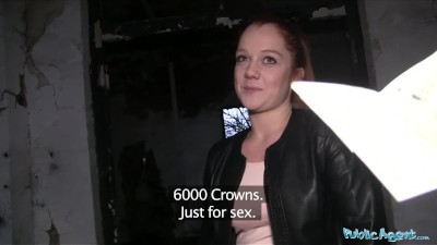 Public Agent Innocent looking ginger girl fucked over a car bonnet