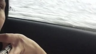 Public masturbation in car on the road