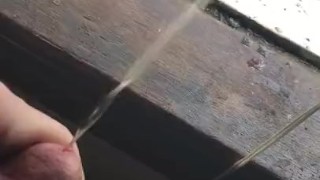 Teen pissing quick out window big cock